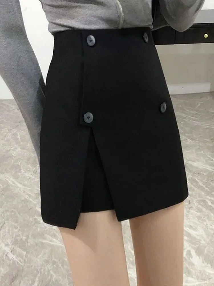 

Женская мини-юбка А-силуэта с высокой талией, асимметричным подолом и разрезом, утягивающая, короткая, для весны-осени 2026