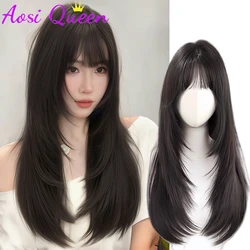 AS 12.5*12.5CM Women's Hair Topper Fluffy Synthetic Hairpin Top Wavy Curly Layered Long Straight Hair Hair Piece Replacement Wig