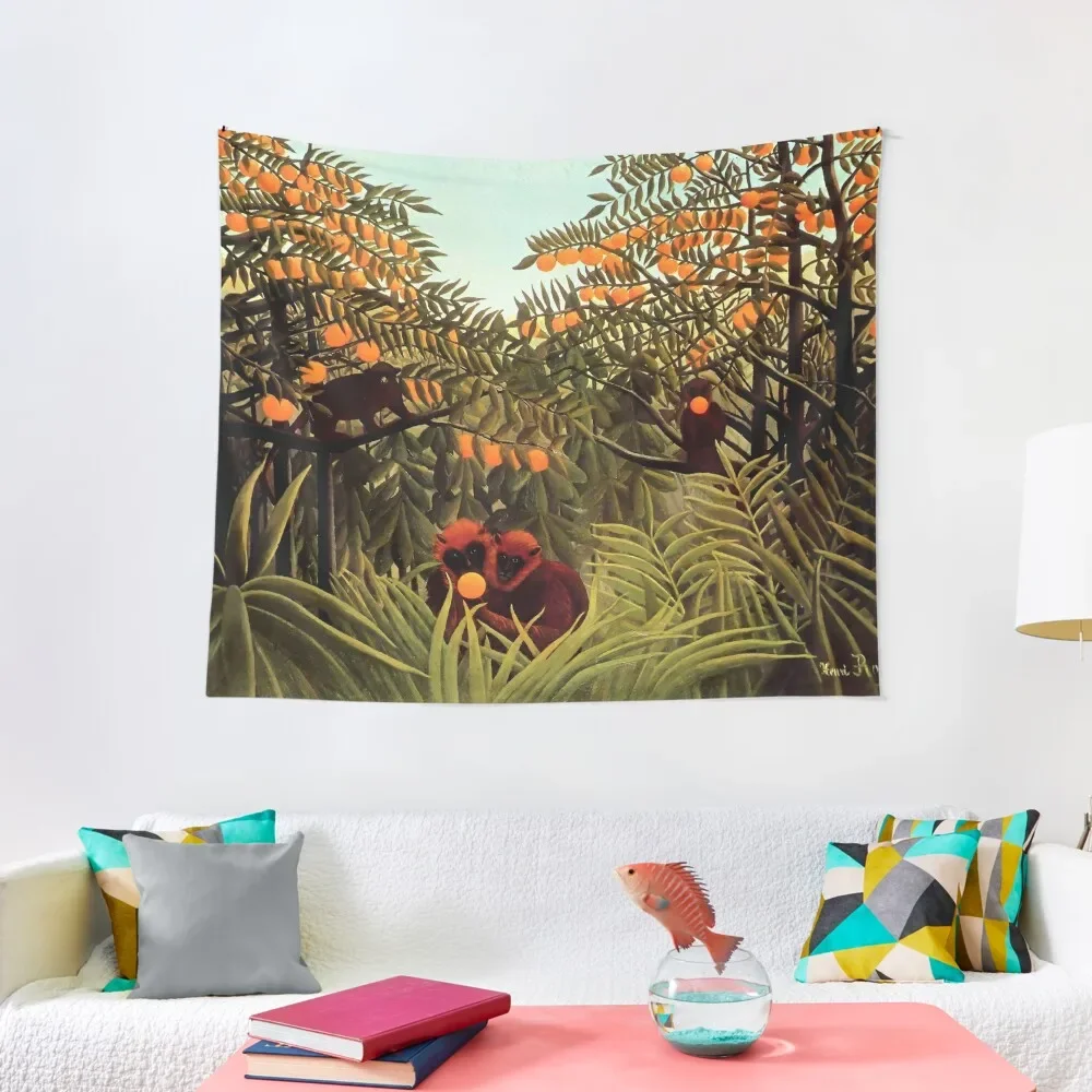 

Henri Rousseau Apes in the Orange Grovee, 1910 Tapestry Room Design Wall Hangings Decoration Tapestry