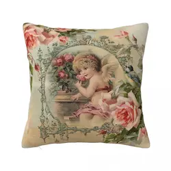 Victorian Angel Christmas Pillowcase Soft Fabric Cushion Cover Decor Pillow Case Cover Sofa Zippered 40X40cm