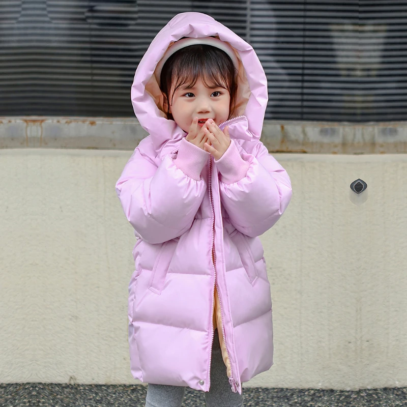 Clothing jacket winter lengthened thick hooded warm coat 2024 fashion new style 2-10 year old boys and girls children's clothing