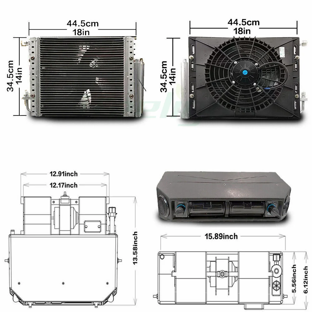 Aspligo 12V 24V Universal Car Air Conditioning Cooling A/C Auto Electric Air conditioner Compressor Condenser Fan Kit For Car