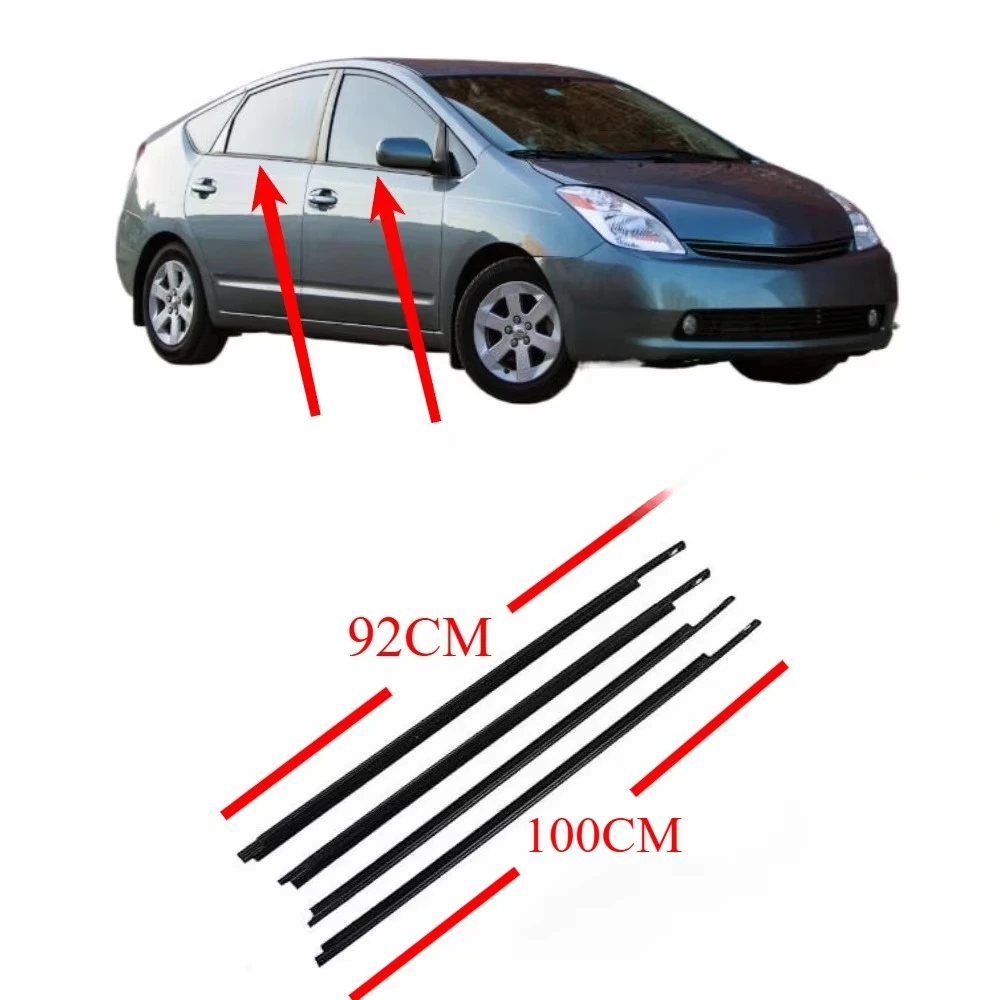 4 Pieces 75720-47010 Black Door Belt Molding for Toyota Prius 2004-2009 Outside Window Glass Rubber Seal 100CM 92CM