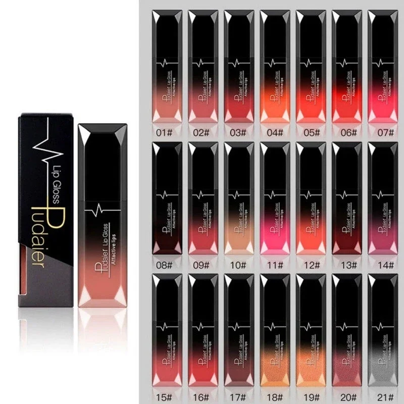 Waterproof Nude Matte Velvet Glossy Lip Gloss Lipstick Lip Balm Sexy Red Lip Tint 21 Colors Women Fashion Makeup Lipstick Tube