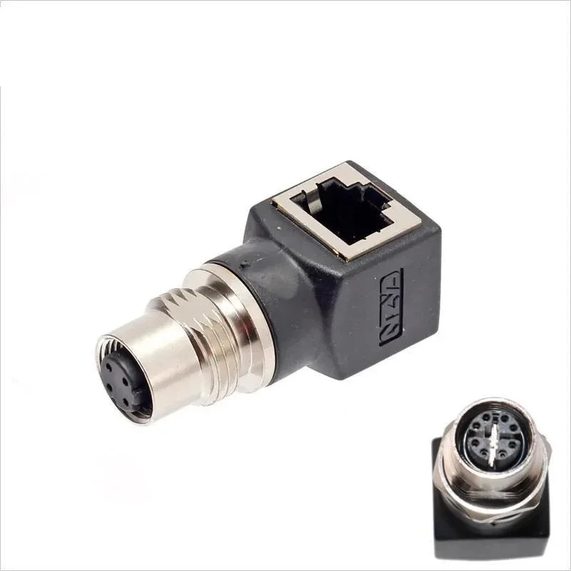 Factory M12 to RJ45 8 Pin X Code Female Straight Angled Plug External Thread Data Type Connectors Network Adapter