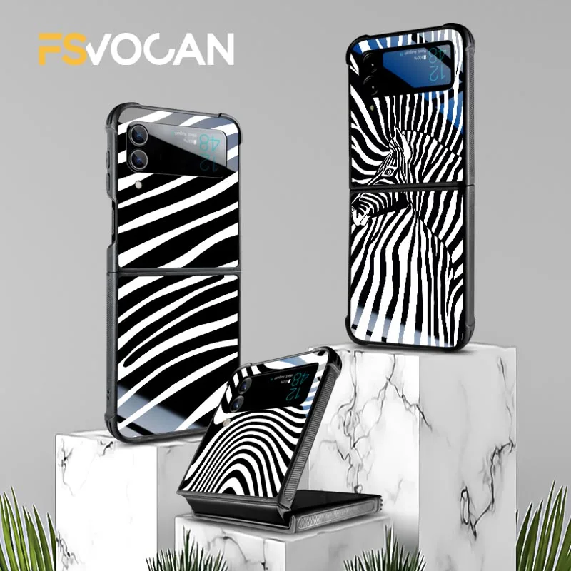 

For Samsung Galaxy Z Flip6 5 3 5G Flip 4 5 6 Zebra Leopard Print Phone Cover Animal Skin Case For Galaxy Z Flip 3 Bumper Fundas