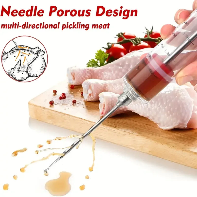 30ml Meat Marinade Injector - Kitchen Syringe for Deep Flavor, Juicy Turkey, Chicken & Beef Easy Seasoning Tool for Home Cooking