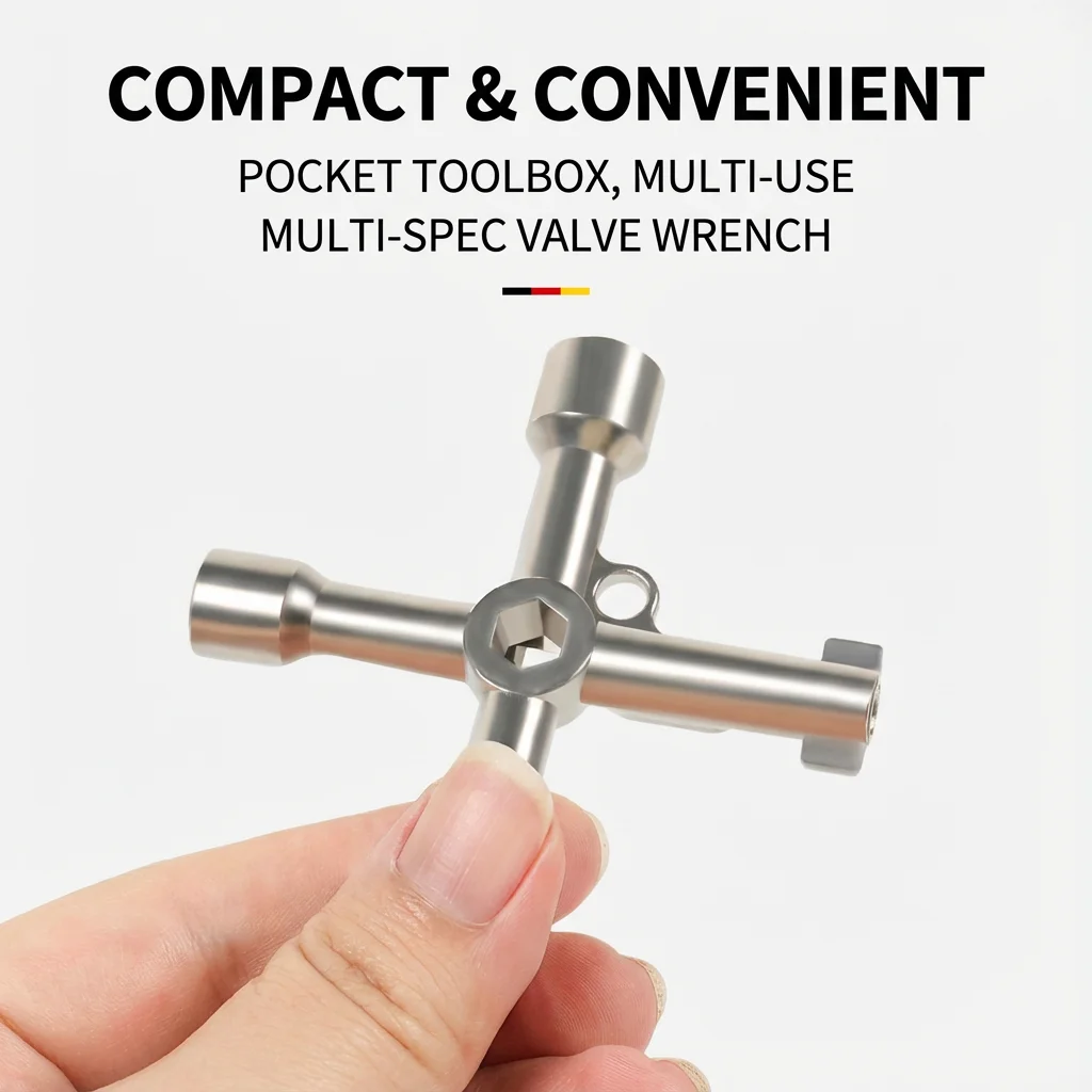 Multi Function 4 Way Universal Cross Triangle Wrench Key Electrical Square And Round Holes Triangular Key Water Valve Key