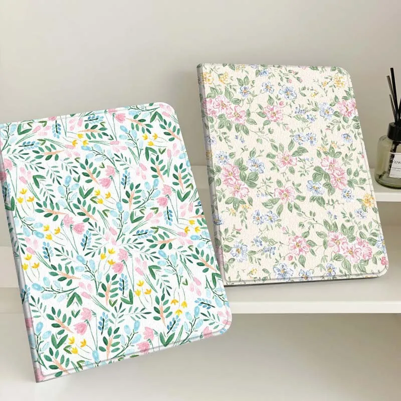 Cartoon Floral Leaf Pattern Gift Tablet Case For Samsung Tab Galaxy S6 S11 A A7 A8 A9 A11 10.1 10.4 10.5 Plus Lite
