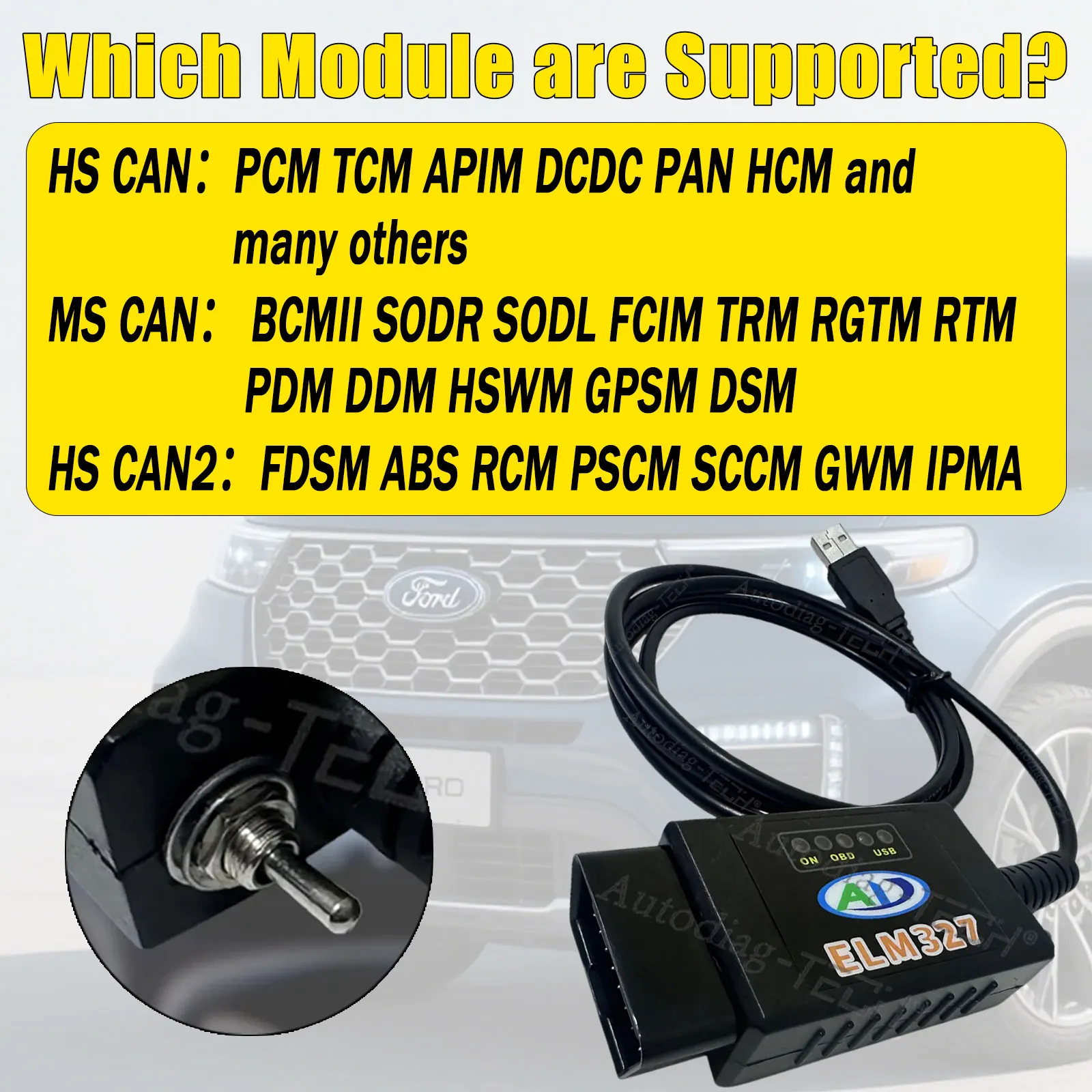 ELM327 الماسح الضوئي V1.4 FTDI FT232RL PIC18F2480 رقاقة CAN-HS/MS لفورد فورسكان قارئ رمز أداة السيارات obd2 elm327 USB الماسح الضوئي