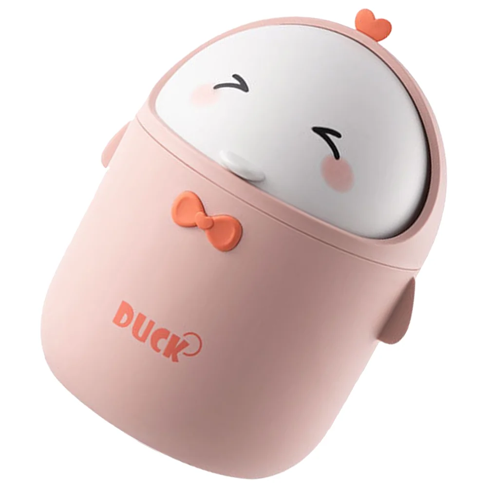 

Cartoon Cute Internet Celebrity Duckling Office Desktop Trash Can Mini Paper Basket Pink Small Portable Pp Garbage Cans