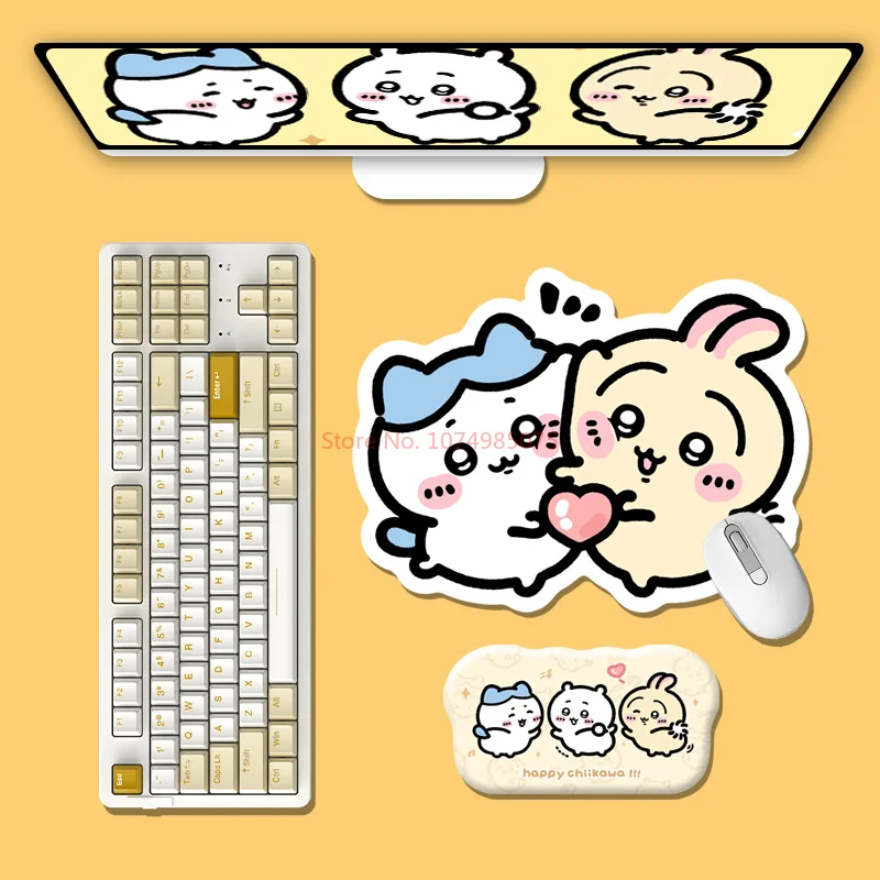 Miniso New Chiikawa Shaped Mouse Pad Trumpet Cartoon Cute Office Student Computer Desk Pad Wrist Pad Table Set Postage