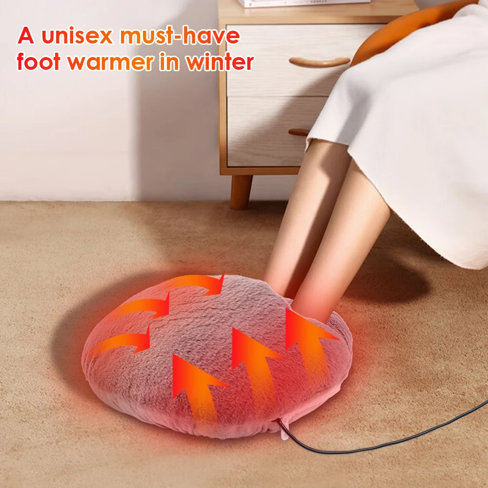 USB Charging Electric Heater Foot Warmer Foot Heating Pad Washable Warm Foot Cover Feet Warmer for Home Bedroom Office