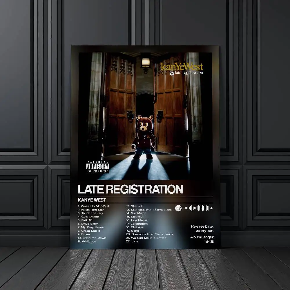 Kanye West Late Registration Poster Self-adhesive Art Waterproof Paper Sticker Coffee House Bar Room