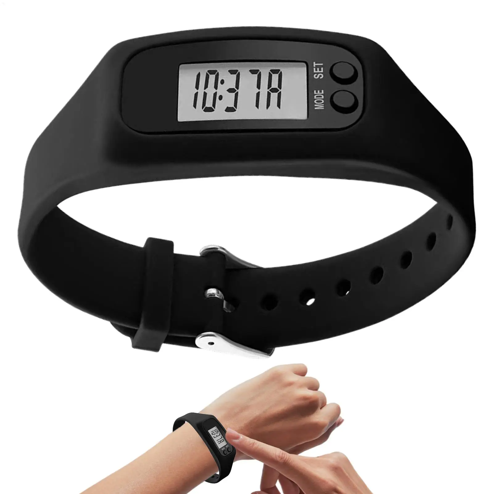 Pedometer Bracelet Wrist Calorie Counter Multi-Function Walking Running Pedometer Step Counter LCD Display for Outdoor Sports