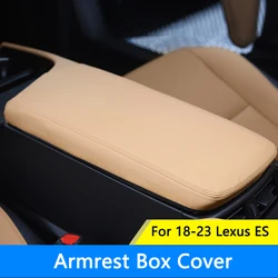 QHCP Leather Car Armrest Box Cover Center Console Armrest Box Sleeve Trims For Lexus ES200 260 300H 2018-2023 Interior Accessory