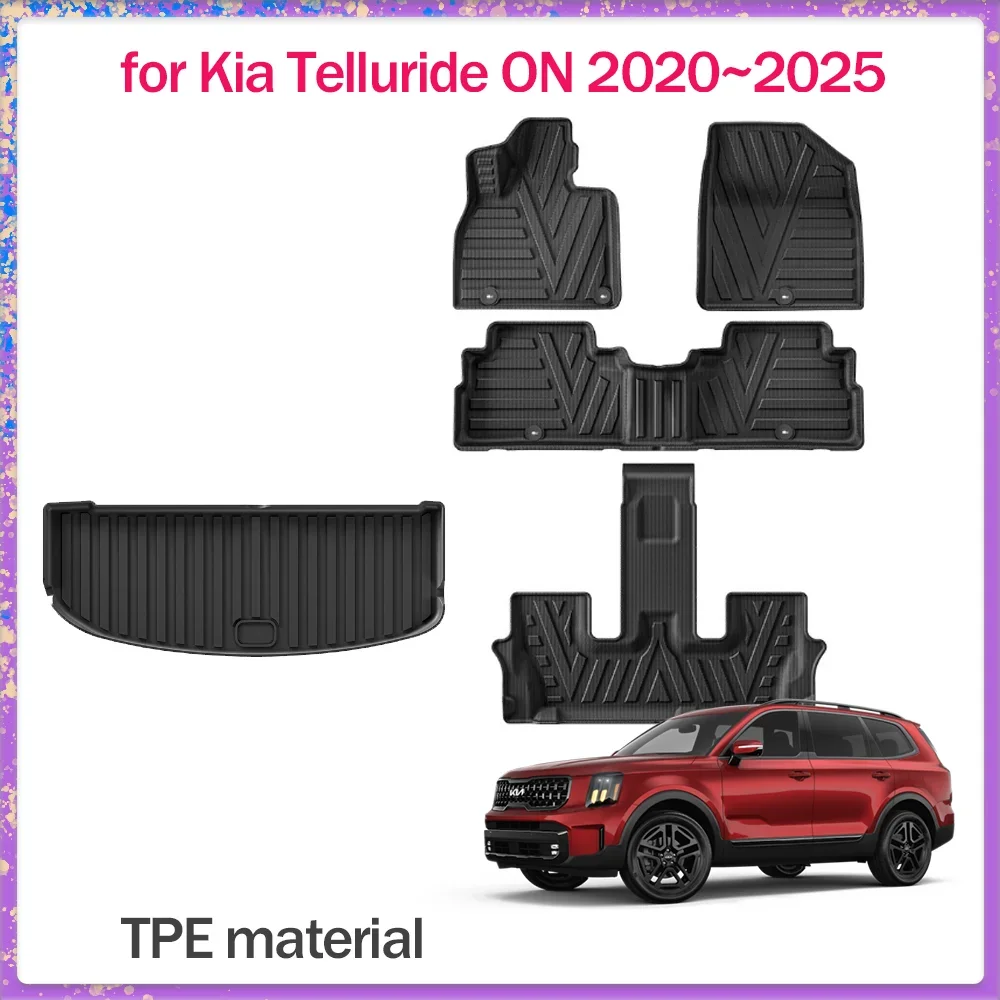 

Car Floor Mat for Kia Telluride ON 2020~2025 7 Seats TPE Foot Interior Liner Waterproof Trunk Pad Carpet Custom Part