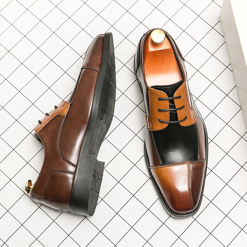 Neue modische Derby Schuhe Herren Schuhe spitz schnüren Business Office Kleid Schuhe schwarz gelb blau gelb Größe 38-48 Herren schuhe