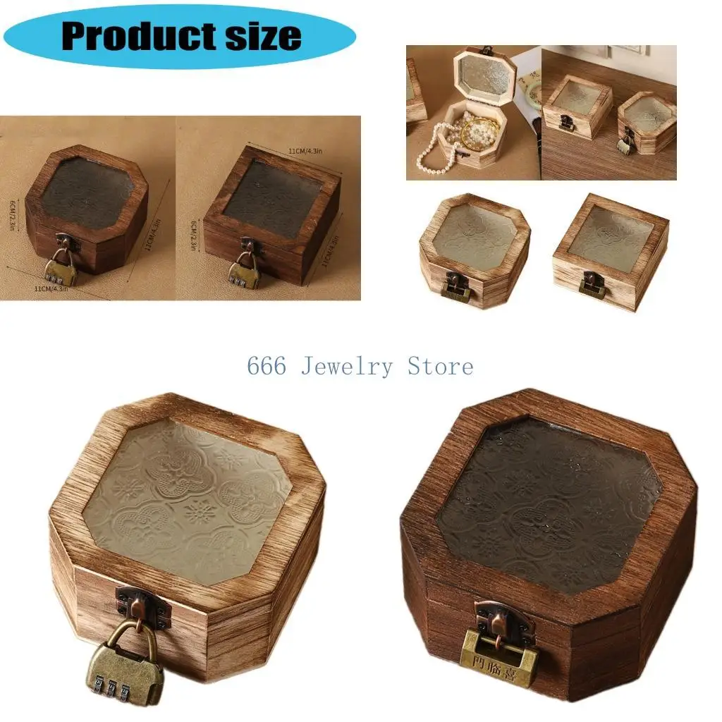 

Организатор стеклянных украшений F2TD с деревянной базой элегантной беговой рисунок для макияжа коробка для хранения стола для