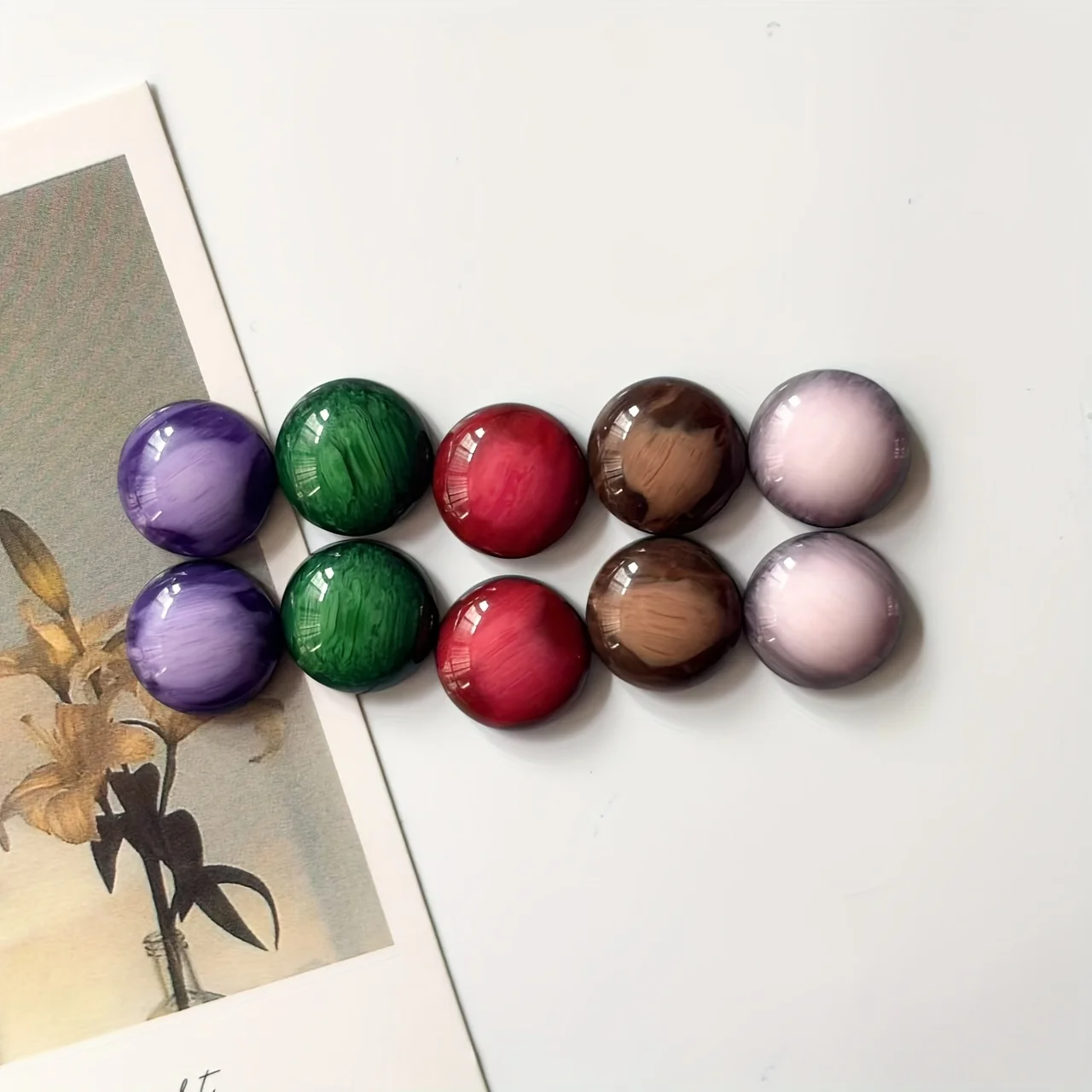 10Pcs Vintage Forest Style Half-Circle Resin Refrigerator Clings for Home Decor Magnets