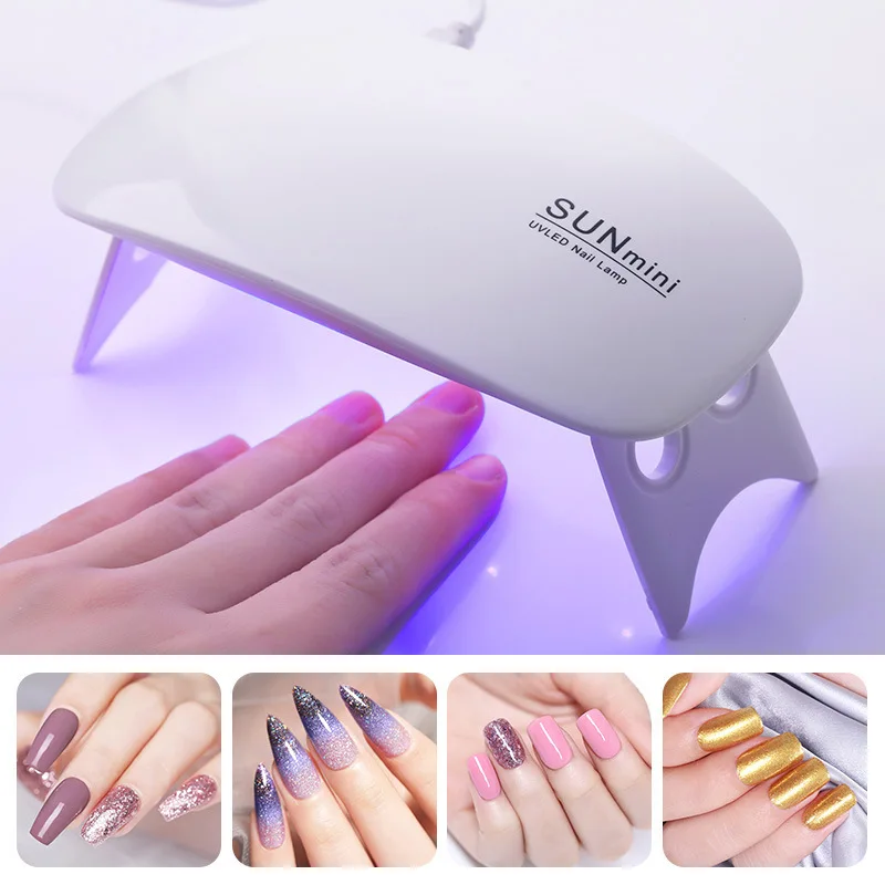 Mini 6W Nail Lamp Fast Drying USB Interface Foldable Bracket Portable Manicure Lamp Suitable for Beginners or Girls