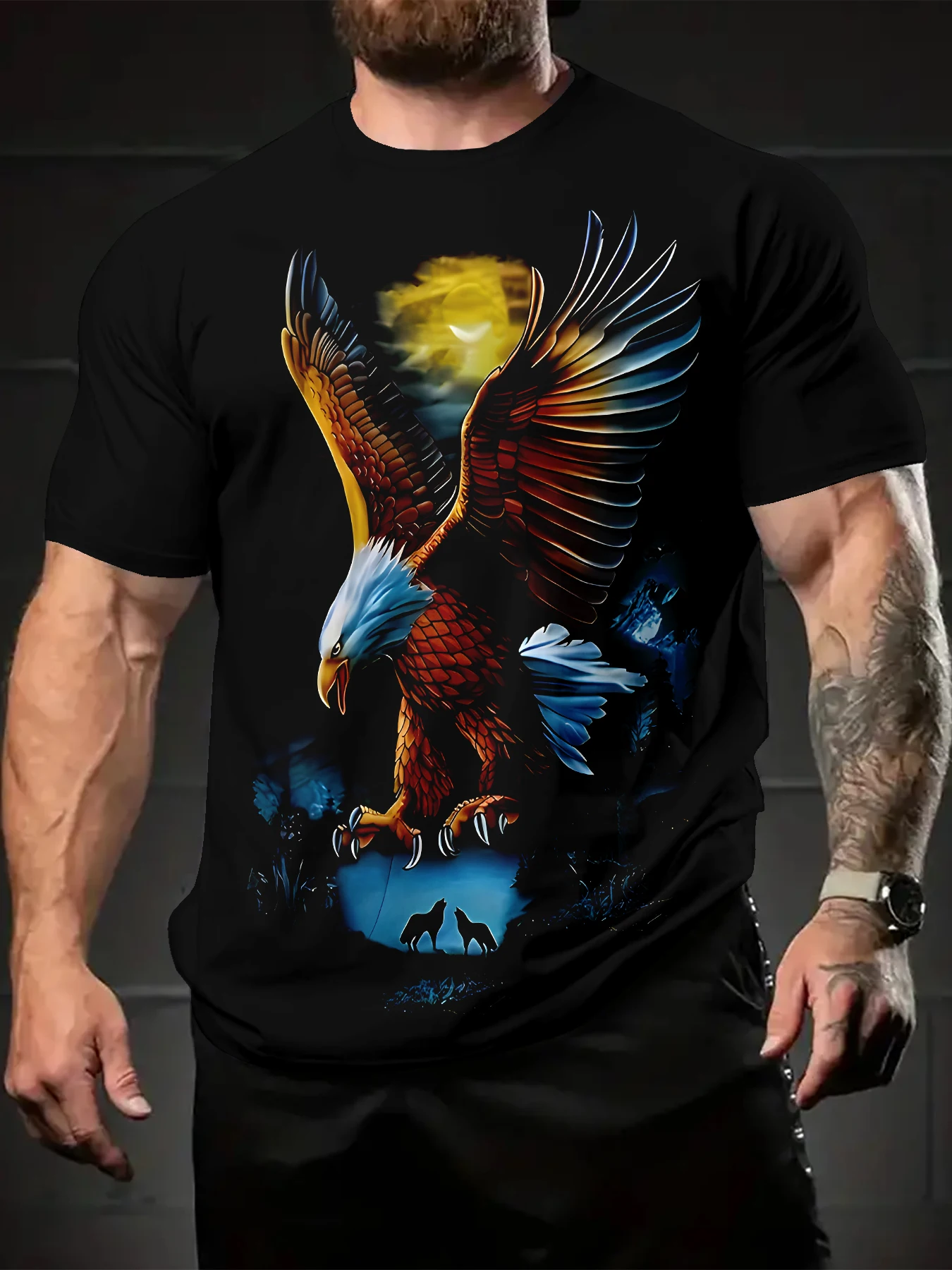 

New Eagle 3D Printed T Shirt U.S. National Bird Graphic T-shirt Men And Women Fashion Street Short-sleeved Hip-hop Casual Tops