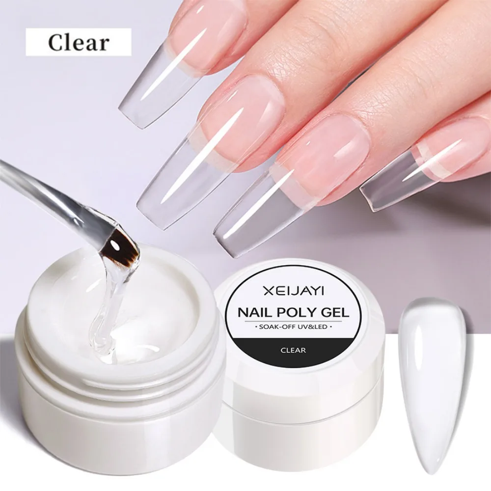 XEIJAYI Extension Nail Gel Jelly Pink White Clear Hard Gel Polish Self Leveling Soak Off UV Construction Nail Art DIY Manicure