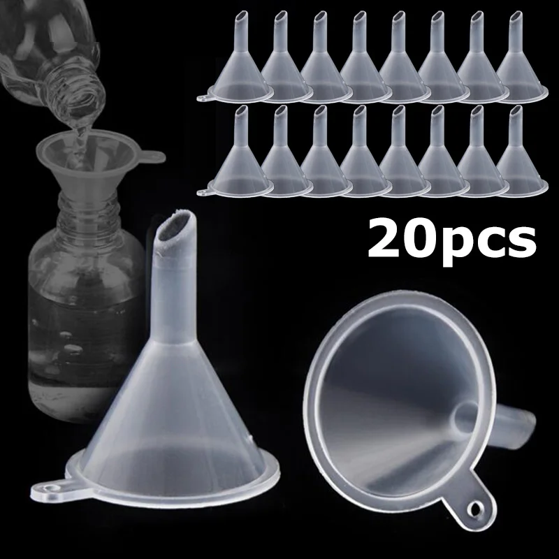 5/20pcs Mini Funnel Transparent Plastic Small Mouth Liquid Oil Funnels for Perfume Diffuser Bottle Lotion Funnels Lab Tools