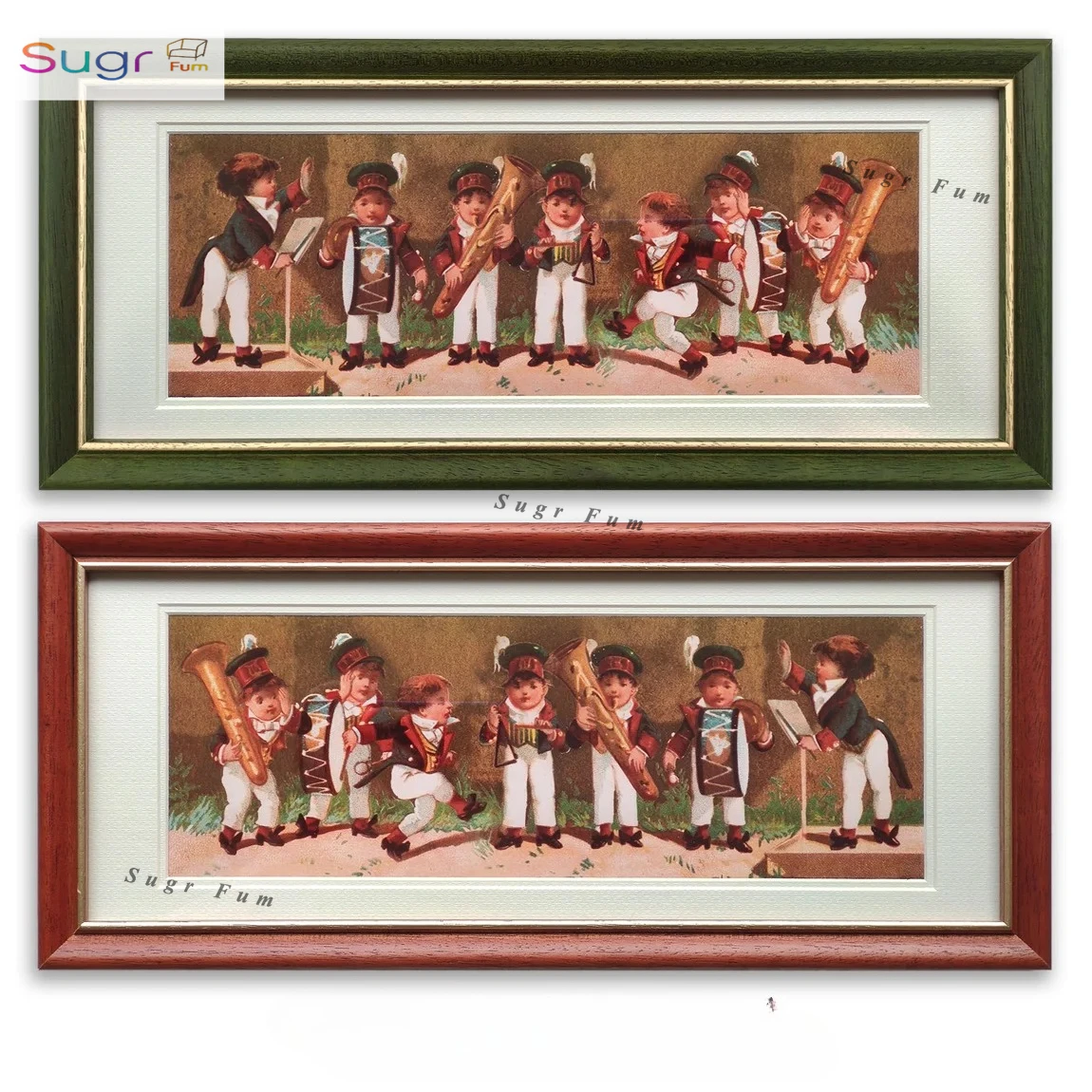 

Оригинальная ретро декоративная живопись, винтажная горизонтальная детская лента из цельного дерева, красная и зеленая рама из цельного дерева, мягкое украшение