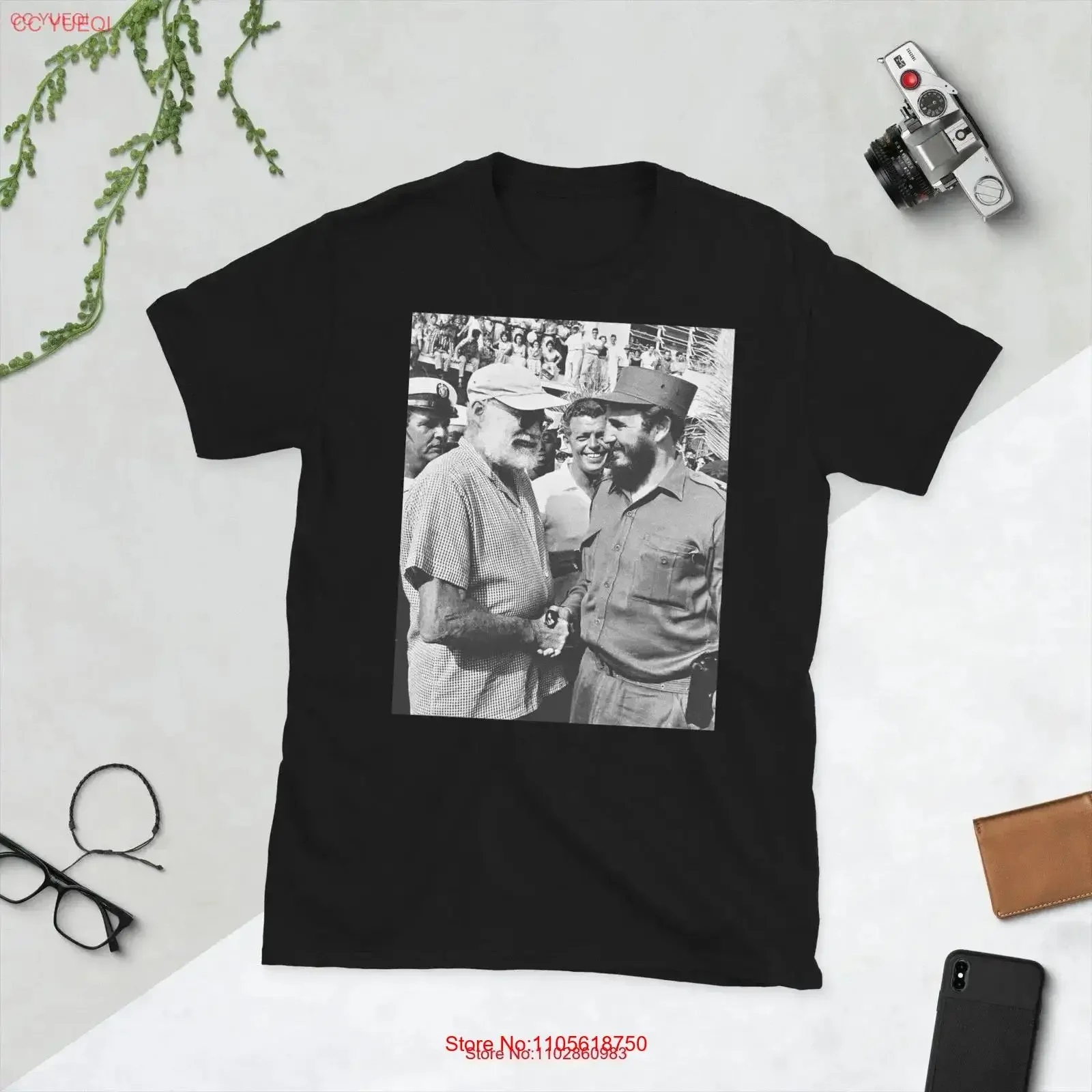 Ernest Hemingway with Fidel Castro T Shirt vintage Washed Casual Unisex Soft fashion designer clothes Stretched Slightly