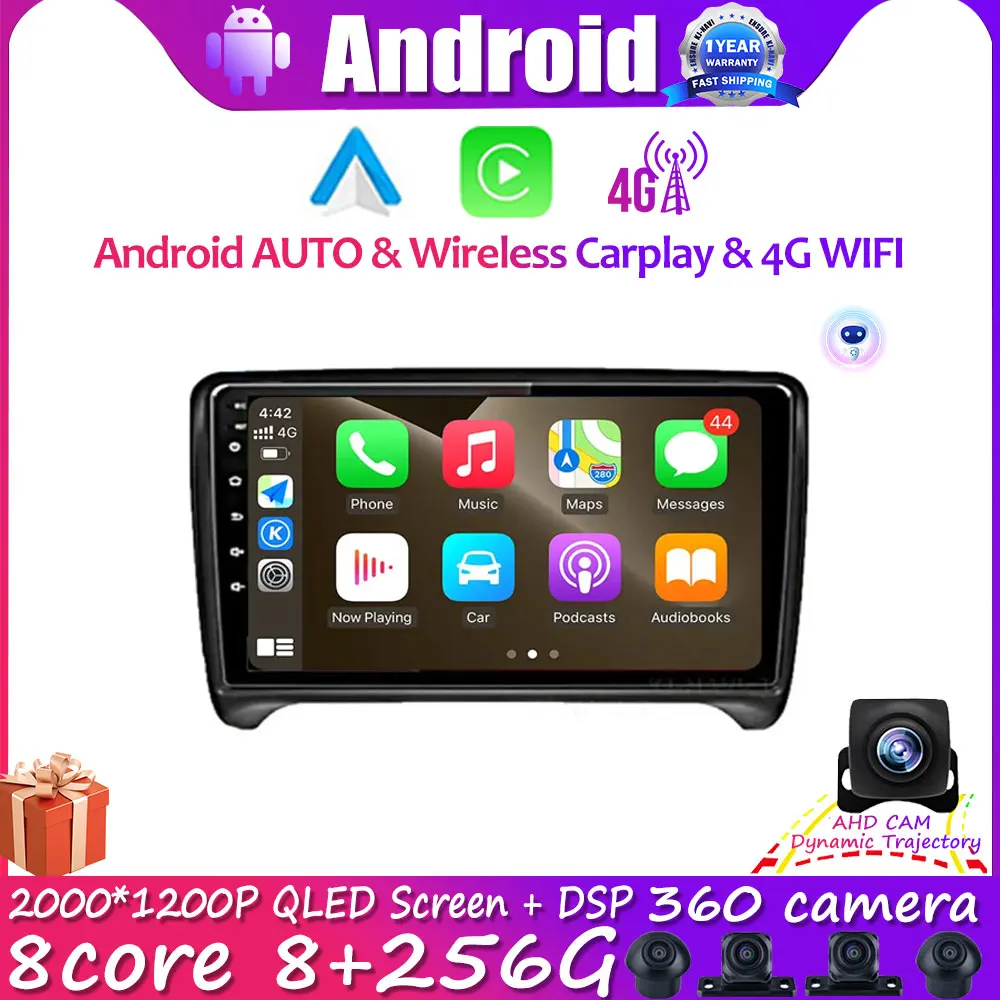 

Android 14 GPS For Audi TT MK2 8J 2006 2007 - 2012 Car Stereo Multimedia RDS DSP 4G WIFI Autoradio Radio Carplay No 2 Din DVD