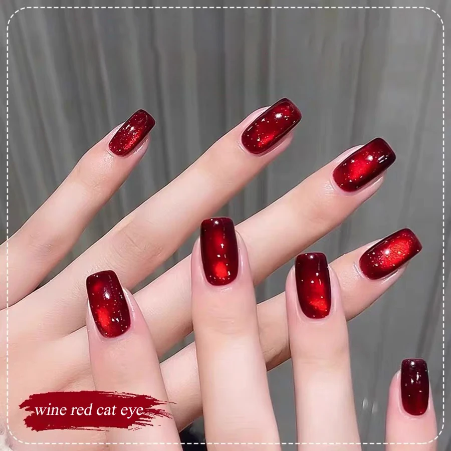 

WS Autumn Winter Show White Wine Fairy Red Cat Eye Gel Nail Polish Popular Ruby Glass Bead Nail Polish Nail Art Nail Supplies