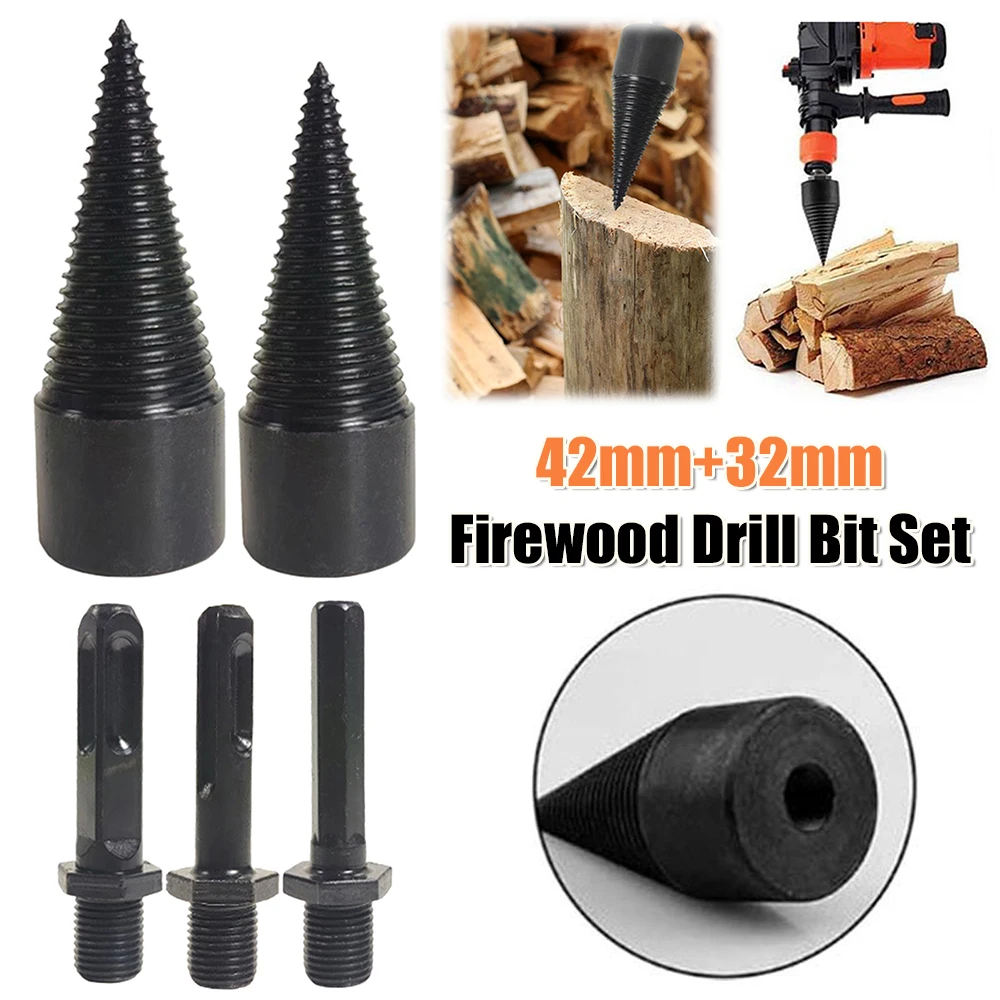 

42 мм + 32 мм дровокол, сверло для дров с 3 ручками, съемное сверло для электрической дрели, разветвитель для дров