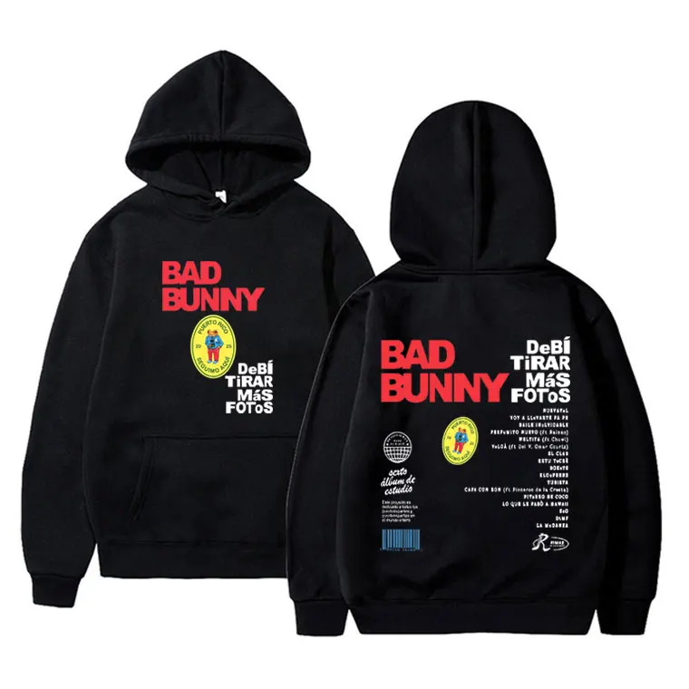 

Famous Rapper Bad Bunny Dtmf DeBi TiRAR MaS FOToS Album Graphic Hoodie Men Women's Hip Hop Fashion Oversized Hooded Sweatshirt