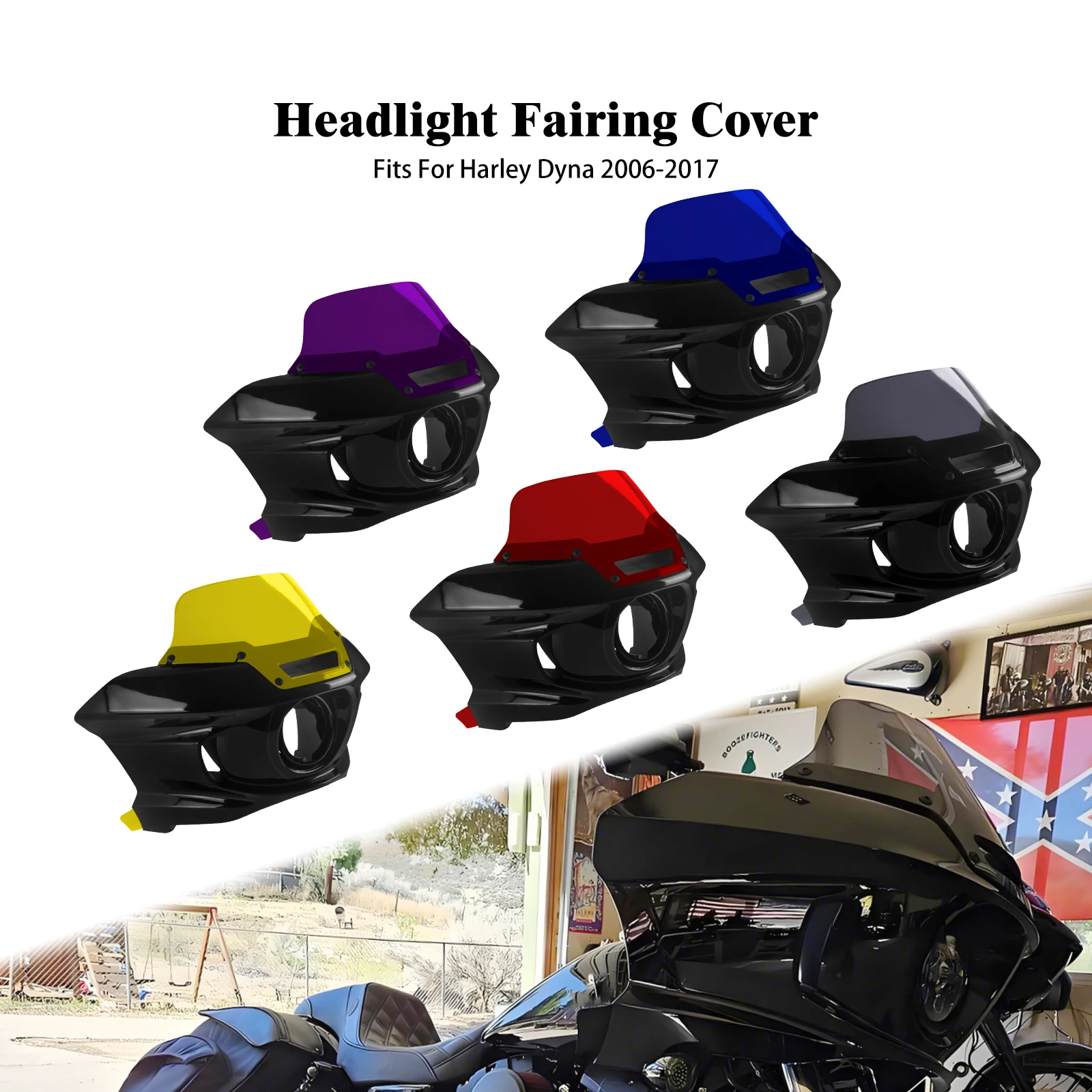 Motorcycle Headlight Fairing Cover Windshield Mounting Kit For Harley Dyna 06-17 Low Rider Fat Bob Glide Headlight Cowl Bracket