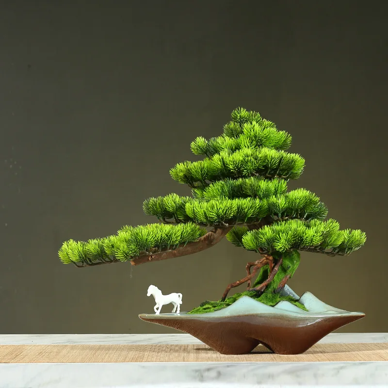 Home Decoration Potted DIY False Tree Bonsai Living Room Chinese Style Hotel Porch Landscape Decoration Green Plant Decoration