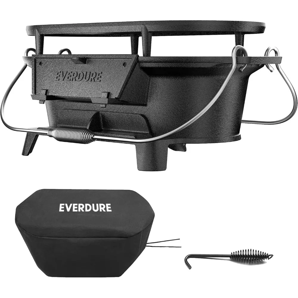 

Outdoor, Portable Charcoal Grill and Tabletop Cast Iron Skillet