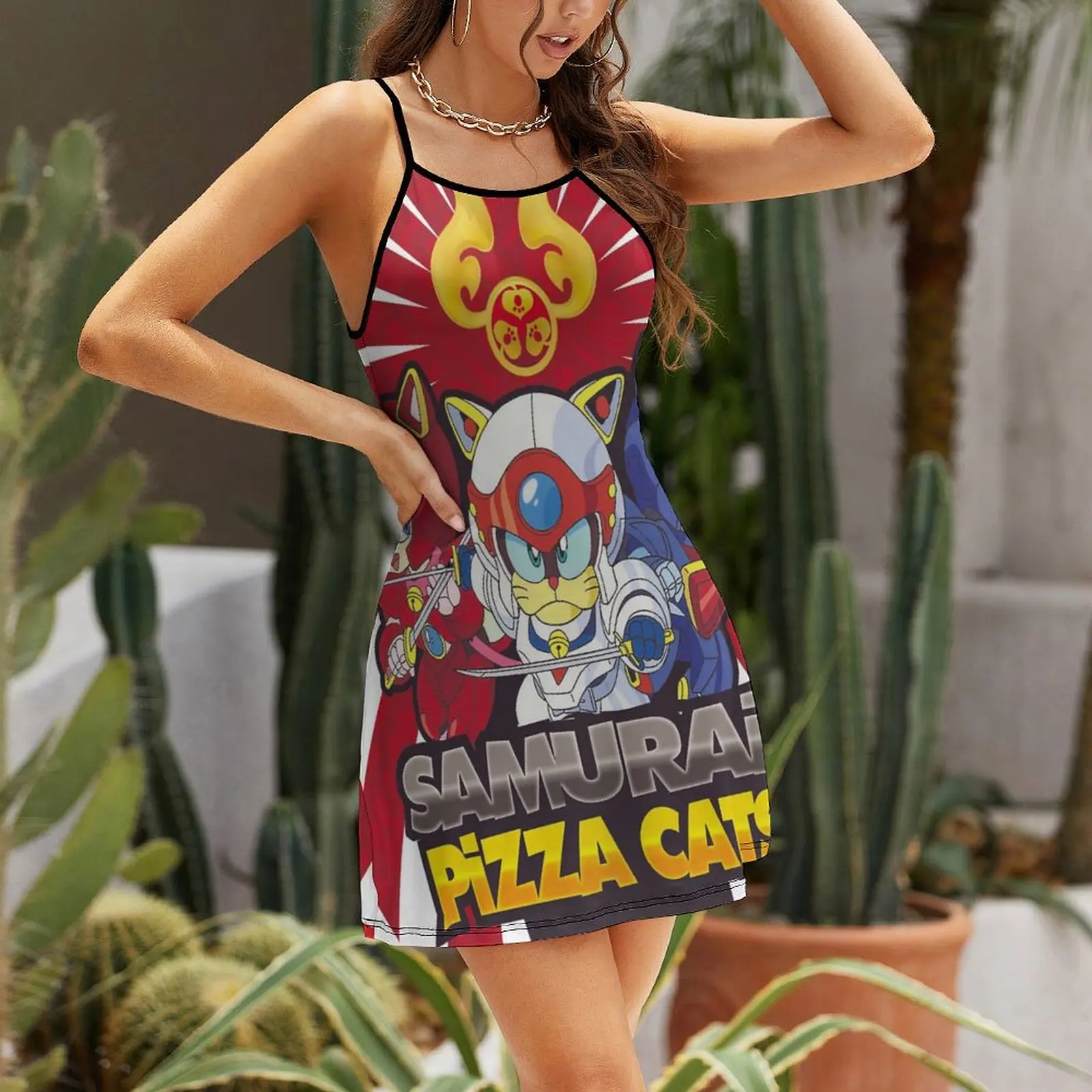 CLASSIC SAMURAI PIZZA CATS Classic for Sa  Women's Sling Dress Cool Suspender Dress Funny Graphic Sexy  Woman's Dress Cocktails