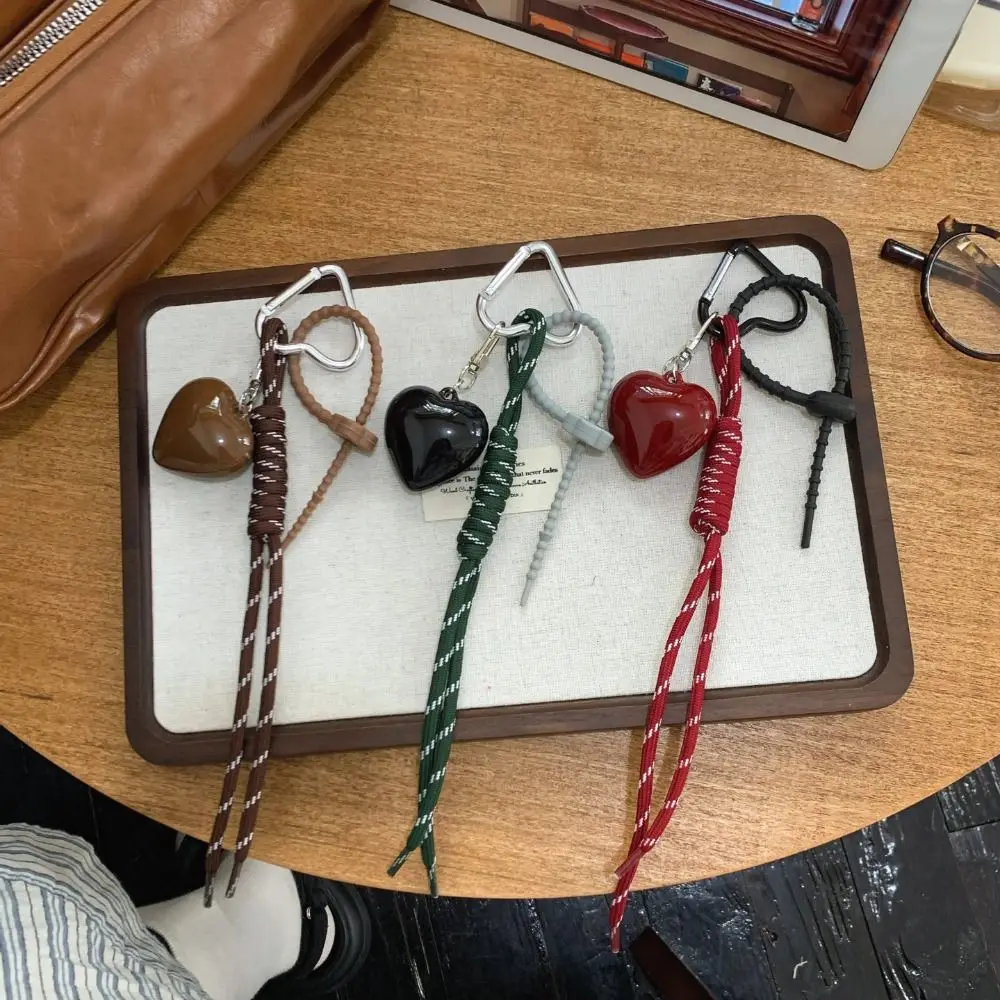 

New Heart Leather Rope Keychain Handmade Cherry Bow Mobile Phone Lanyard Y2K Bag Charms Gifts