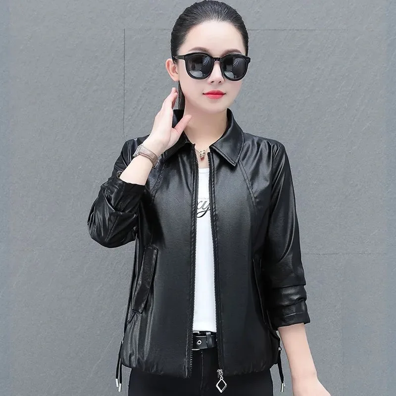 Leather Coat Ladies 2025 New Spring Autumn Windproof Waterproof High-Quality PU Jacket Women's Short Overwear Fashion Overcoat