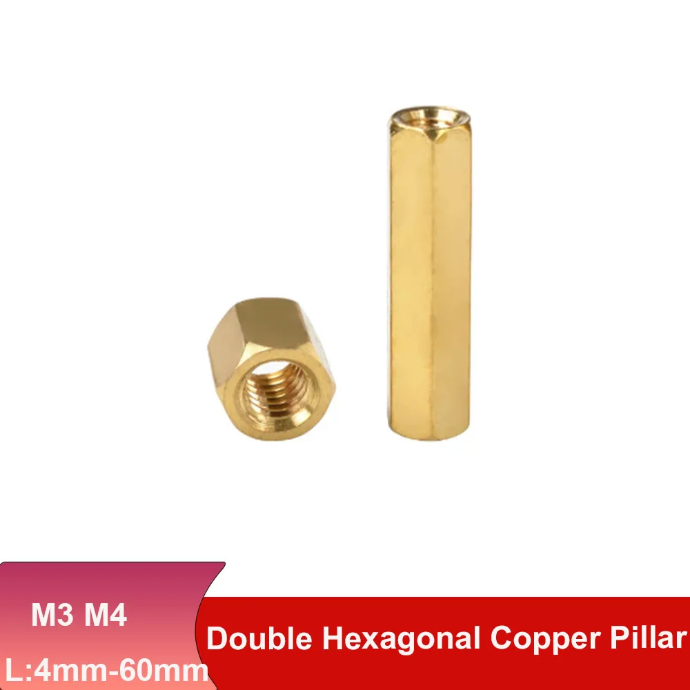 8/10/20/40 Pcs Thread Diameter M3 M4 Length 4mm-60mmBrass Double Way Hexagonal Column Thread Nut Hollow Column