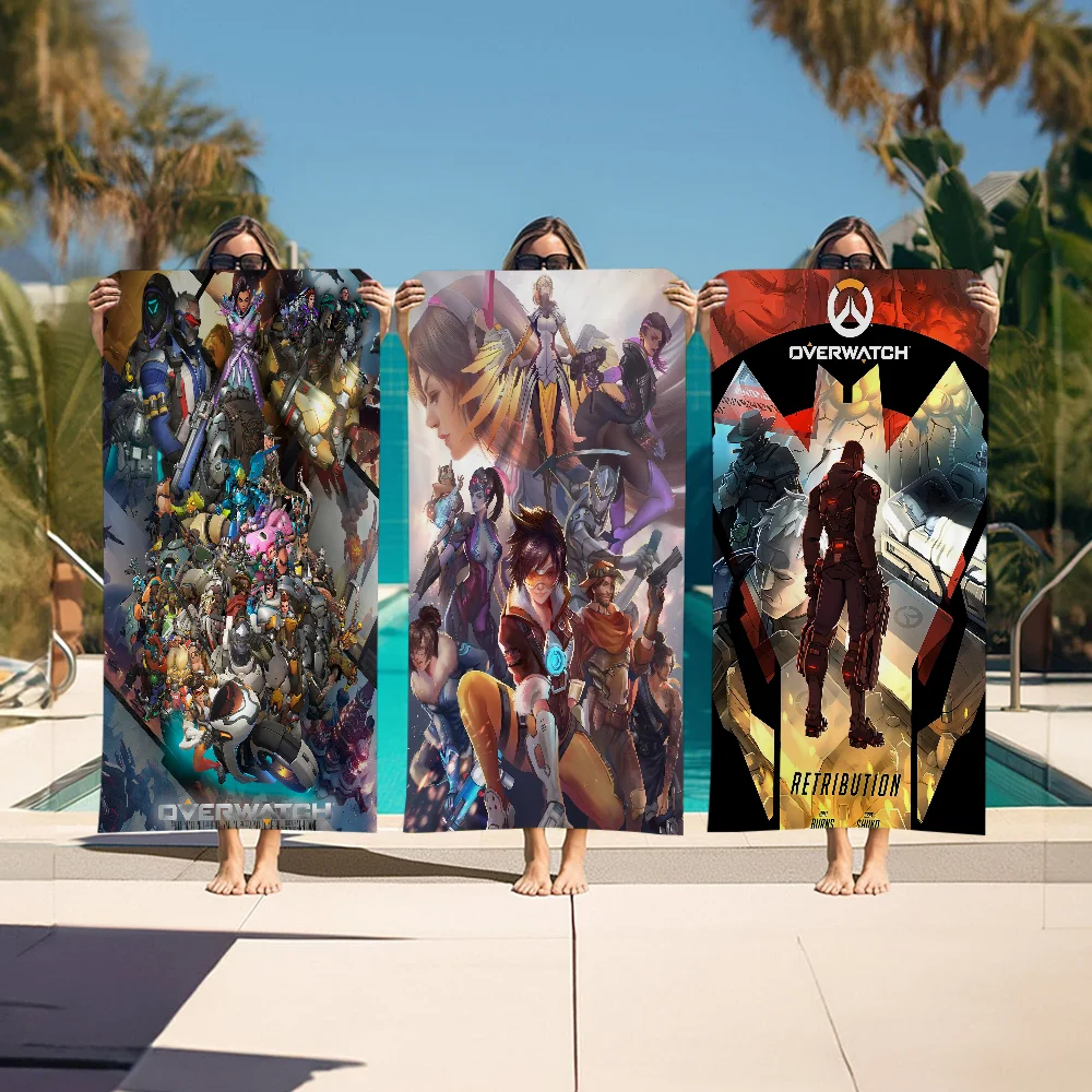 Game O-Overwatch Microfiber Printed Beach Towel Mountain Climbing Yoga Beach Swimming Running Absorbent Soft Towel