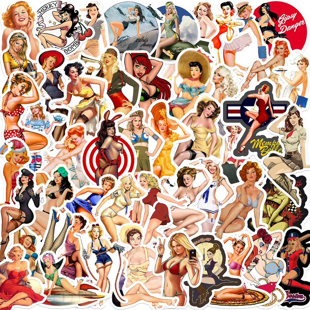 10/30/50pcs Wwii Girl Cartoon Graffiti Stickers Sexy Scrapbook Diy  Suitcase Motorcycle Trolley Case Waterproof Decal Sticker