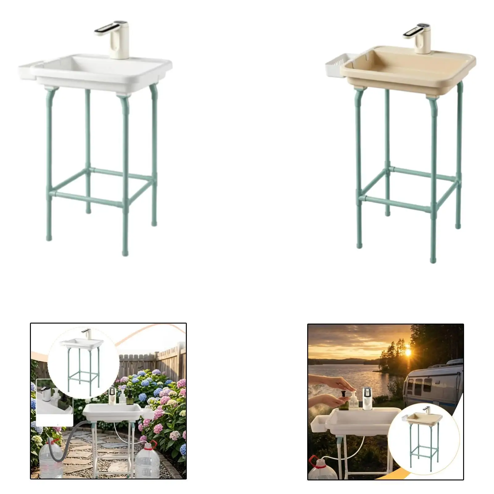 Portable Sink,Easy Setup Outdoor Garden,Worksites Kitchen Utility Sink with Stand Washbasin Hand Washing Station Accessories