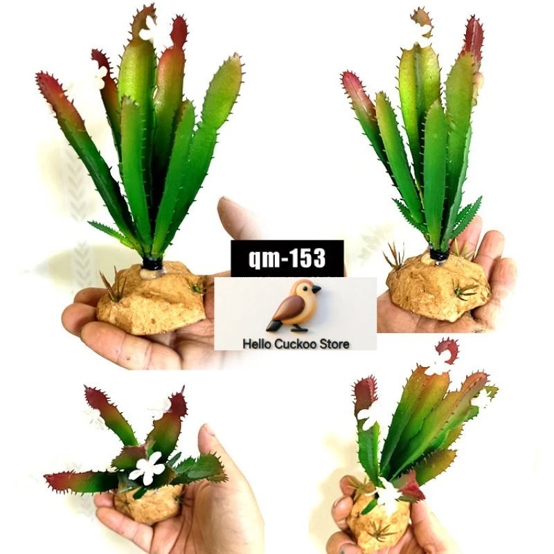 Reptile Tank Decor Artificial Plant for Lizard Turtle Gecko Spider Habitat Fake Greenery Terrarium Hideout Vivarium Jungle Decor
