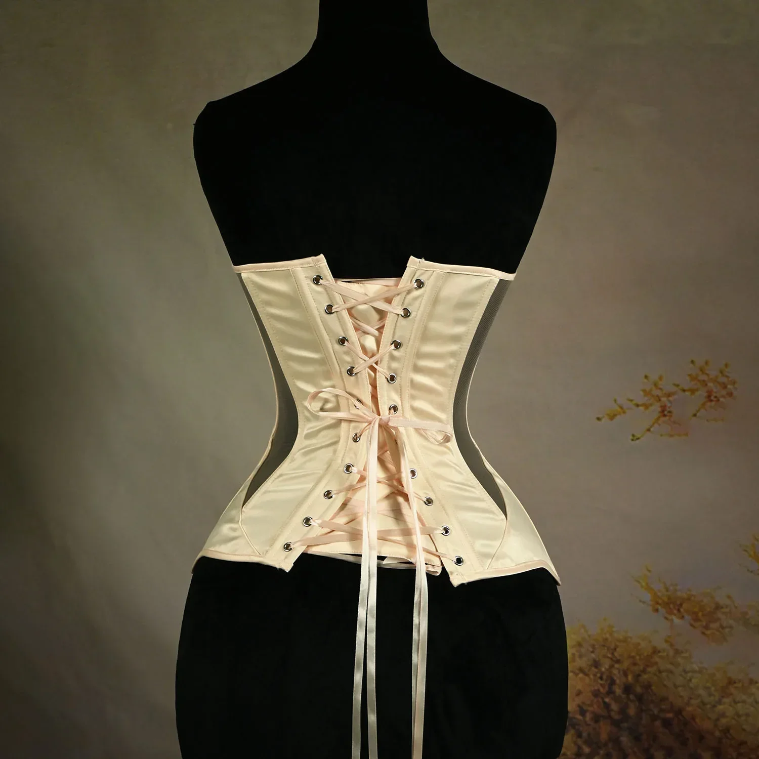 Elegant White Corset Bustier Women's Evening Wedding Mesh Sexy Underwear Bodice Lace-up Tummy Control Waist Slim Shapewear