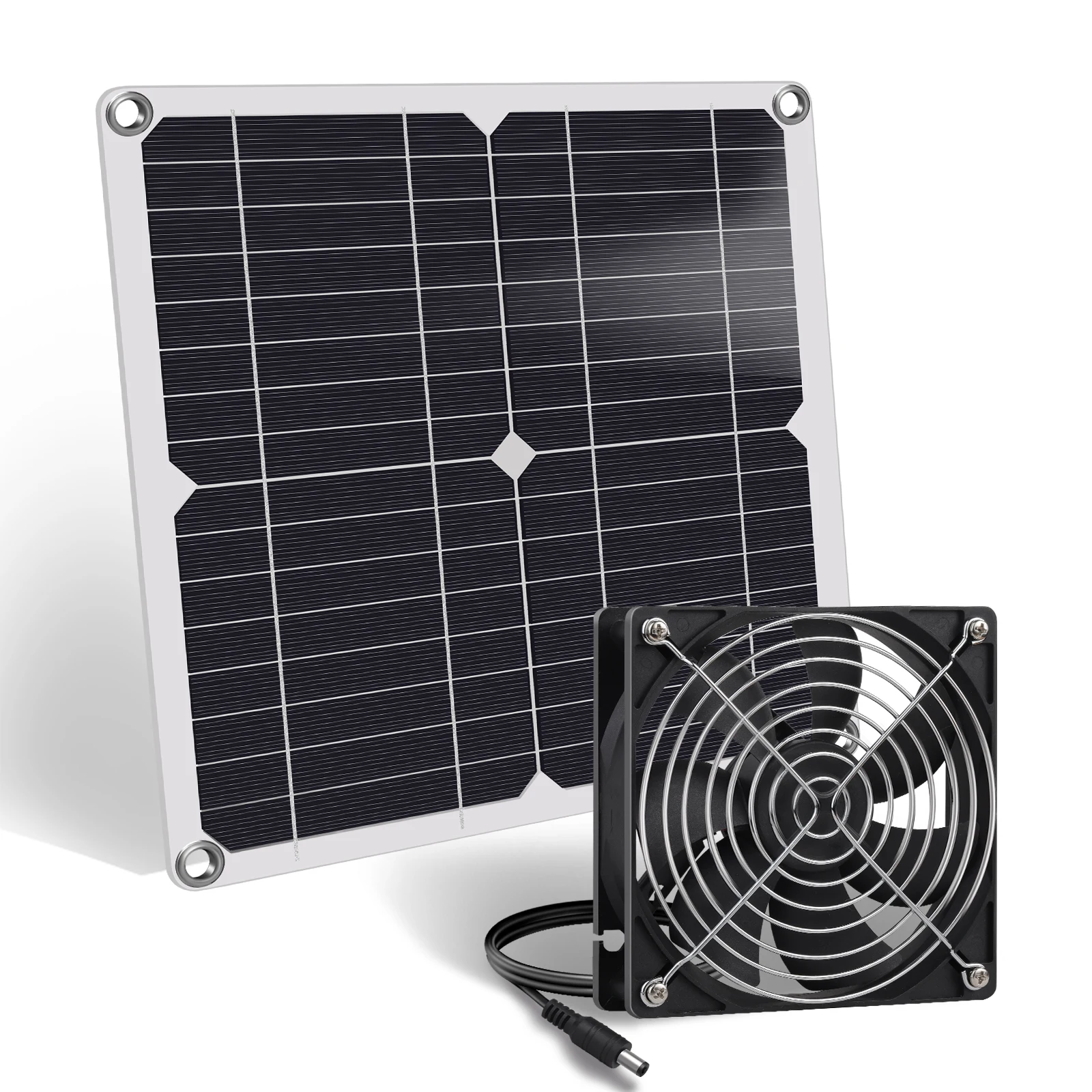 Solar-powered fan 2,800 RPM, no power required, IPX7-rated for ventilation and odor elimination in chicken coops and dog kennels