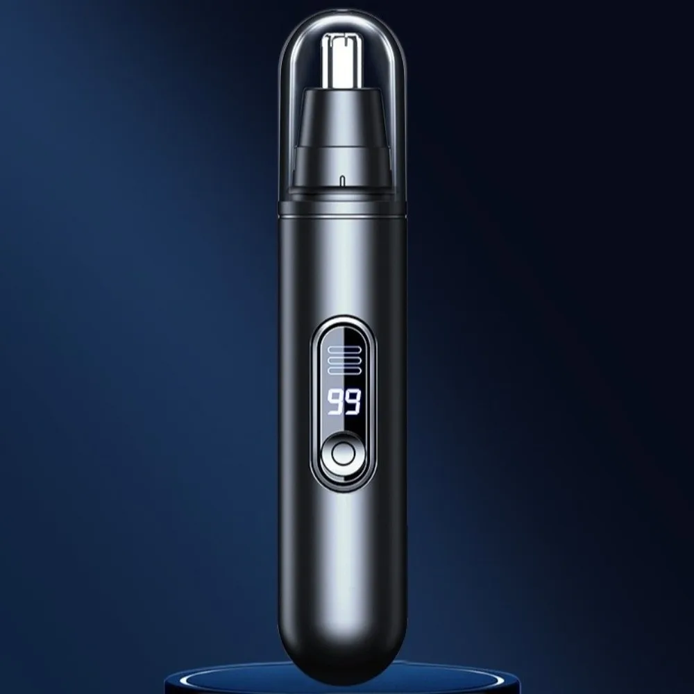 

Электрический триммер для волос в носу со светодиодным цифровым дисплеем, эффективная вращающаяся режущая головка, безболезненное средство для удаления волос, мини-водонепроницаемый