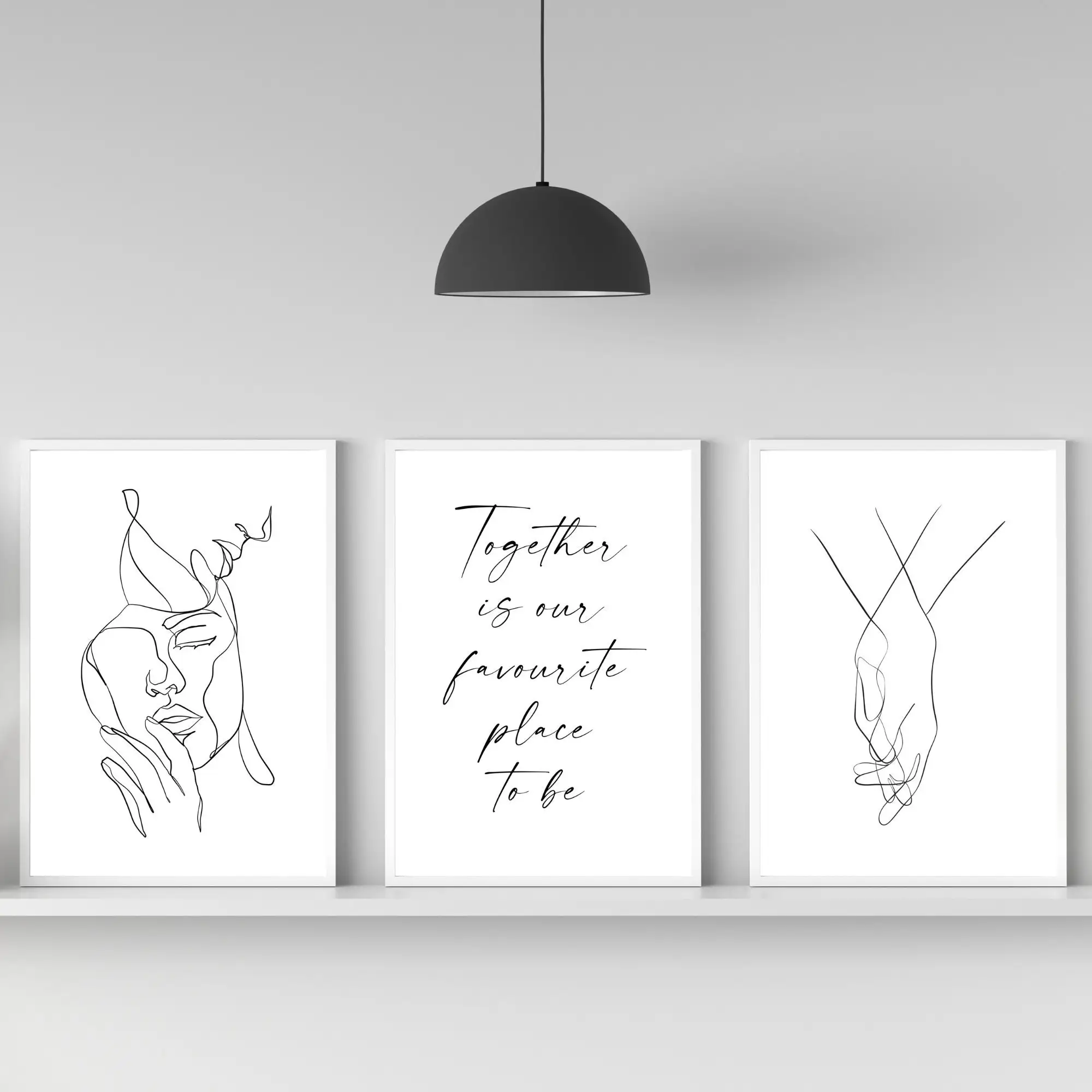Together Is Our Favourite Place To Be Bedroom Print Wall Art Above The Bed Decor Line Text Art Minimalist Decoration Gift Poster