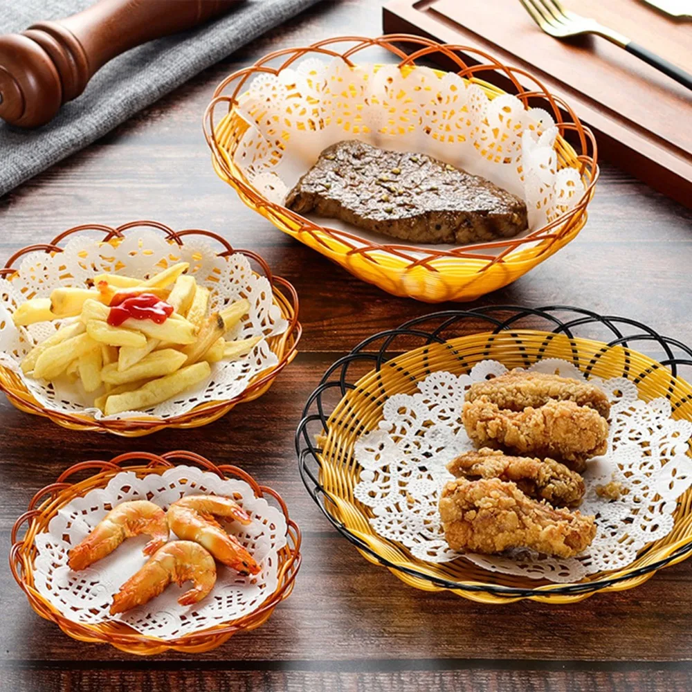 150 PCS Food Grade Wood Pulp Lace Paper Doilies Round Shape Hollow Design Baking Liners Decorative Elegant